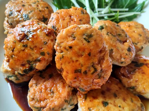 【ご飯が進む】大葉入り鶏団子の照り焼き【お弁当】